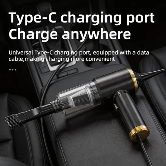 2-in-1 Cordless Car Vacuum Cleaner & Air Blower – Rechargeable Mini Handheld Vacuum