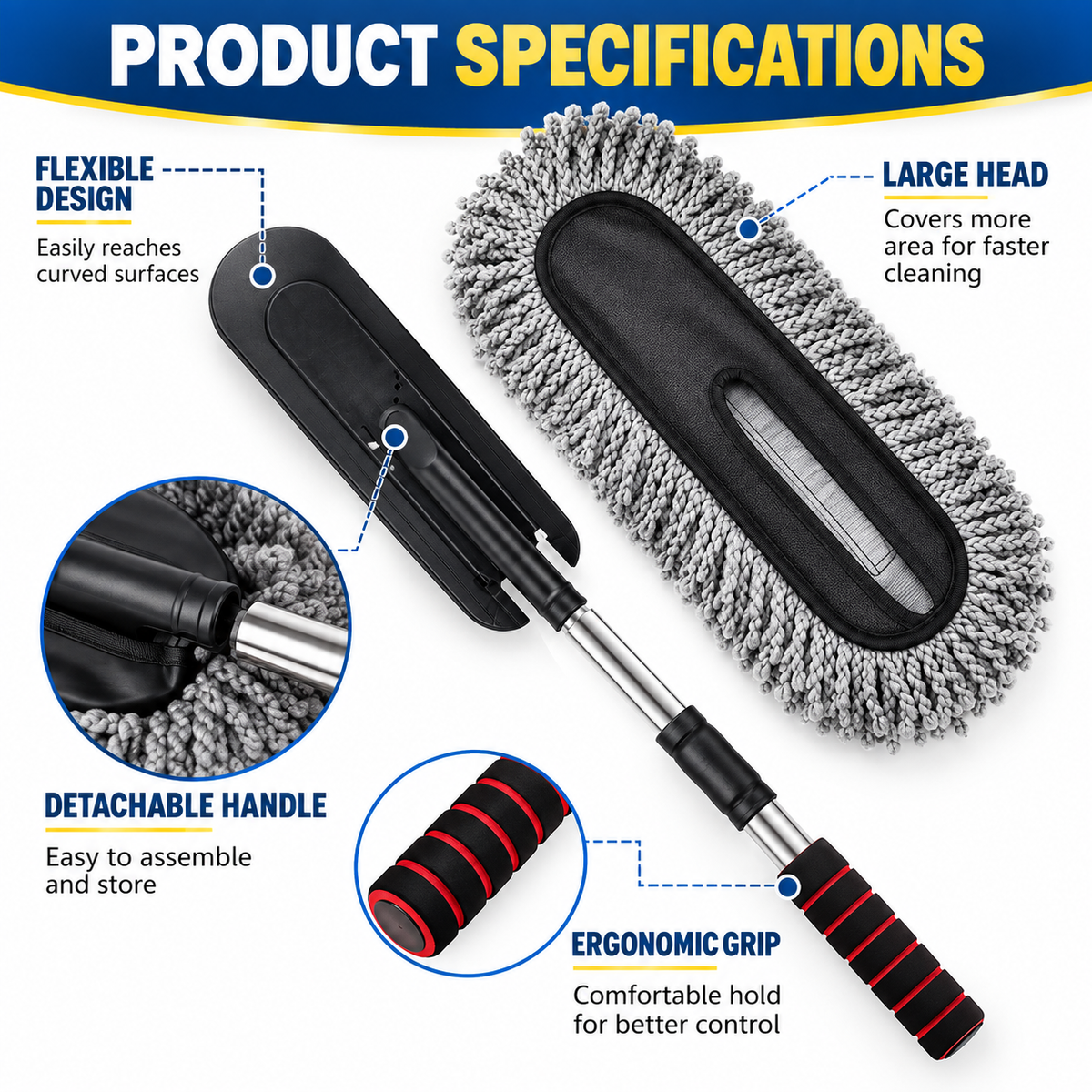 Long-Handle Microfiber Car & Bike Duster
