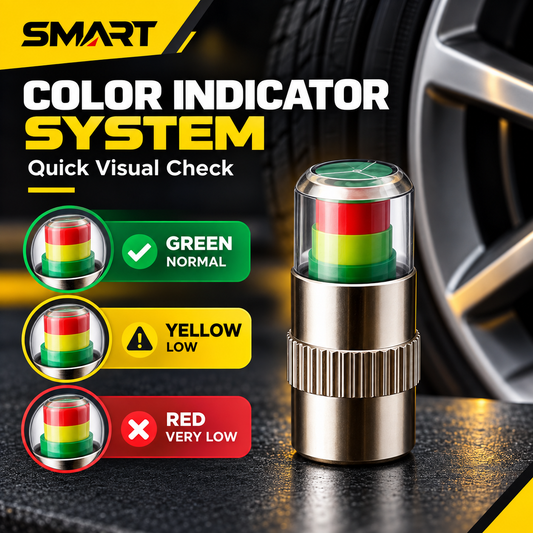 Smart Tyre Pressure Indicator Caps – 4 Piece Set for Car & Bike