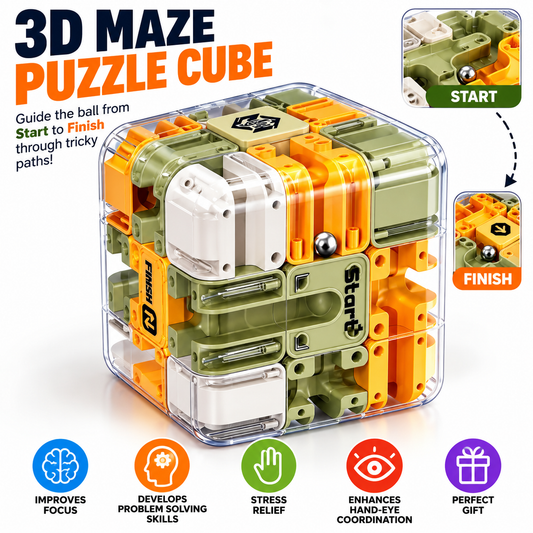 3D Maze Puzzle Cube – Rolling Ball Brain Teaser & Skill-Building Toy for Kids & Adults